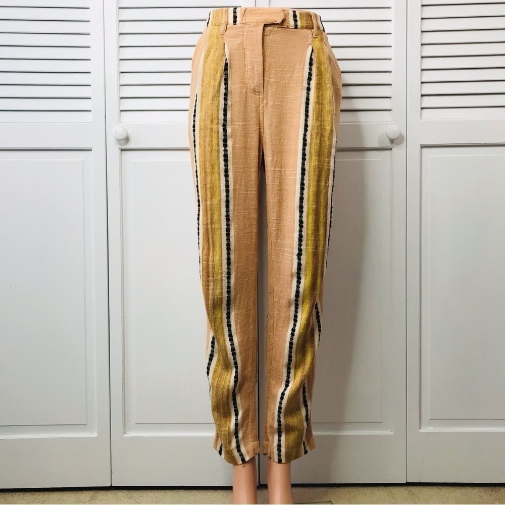 FREE PEOPLE Orange Striped Distressed Knit Pants Size 2